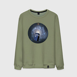 Свитшот хлопковый мужской Тардис доктора кто, цвет: авокадо