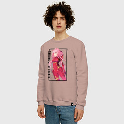 Свитшот хлопковый мужской Zero Two Милый во франксе, цвет: пыльно-розовый — фото 2
