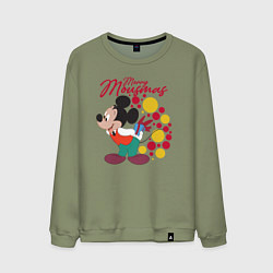 Свитшот хлопковый мужской Mickey Merry Mousmas, цвет: авокадо