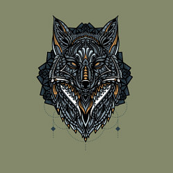 Свитшот хлопковый мужской ЭТНИЧЕСКАЯ ЛИСА, АБСТРАКЦИЯ, цвет: авокадо — фото 2