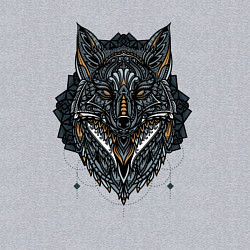 Свитшот хлопковый мужской ЭТНИЧЕСКАЯ ЛИСА, АБСТРАКЦИЯ, цвет: меланж — фото 2