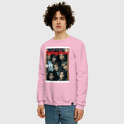 Свитшот хлопковый мужской BTS БТС на обложке журнала, цвет: светло-розовый — фото 2