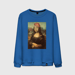 Свитшот хлопковый мужской Dont Worry Be Happy Мона Лиза, цвет: синий