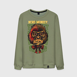 Свитшот хлопковый мужской Обезьяна ботан, цвет: авокадо