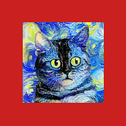 Свитшот хлопковый мужской Кот ван Гога Настроение, цвет: красный — фото 2