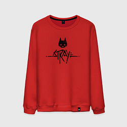 Свитшот хлопковый мужской Stray: Black Logo, цвет: красный
