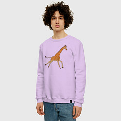 Свитшот хлопковый мужской Жираф бегущий, цвет: лаванда — фото 2