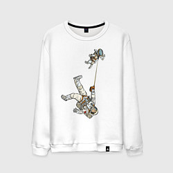 Свитшот хлопковый мужской Космическое выгуливание пса, цвет: белый