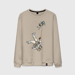 Свитшот хлопковый мужской Космическое выгуливание пса, цвет: миндальный