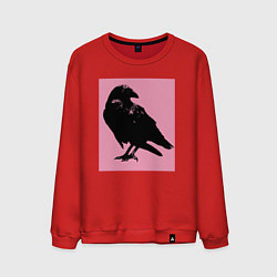 Свитшот хлопковый мужской Ворона на розовом, цвет: красный