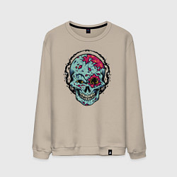 Свитшот хлопковый мужской Cool skull! Grin!, цвет: миндальный