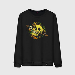 Свитшот хлопковый мужской Space & Skull, цвет: черный