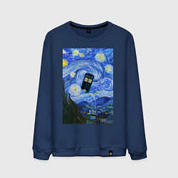 Свитшот хлопковый мужской Тардис в Звездной Ночи, цвет: тёмно-синий