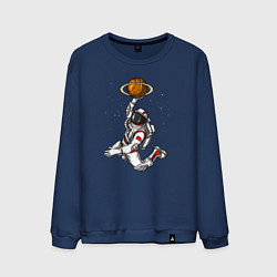 Свитшот хлопковый мужской Космический баскетболист, цвет: тёмно-синий