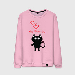 Свитшот хлопковый мужской Cat and Valentines Day, цвет: светло-розовый