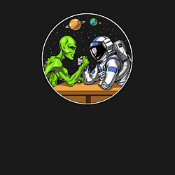 Свитшот хлопковый мужской Армрестлинг пришелец против космонавта, цвет: черный — фото 2