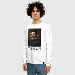 Свитшот хлопковый мужской Тесла 2022, цвет: белый — фото 2