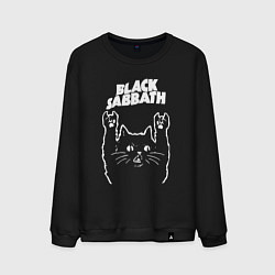 Свитшот хлопковый мужской Black Sabbath Рок кот, цвет: черный
