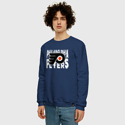 Свитшот хлопковый мужской Филадельфия Флайерз , Philadelphia Flyers, цвет: тёмно-синий — фото 2
