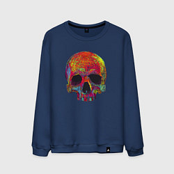 Свитшот хлопковый мужской Cool color skull, цвет: тёмно-синий