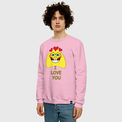 Свитшот хлопковый мужской Спанч Боб I Love You, цвет: светло-розовый — фото 2
