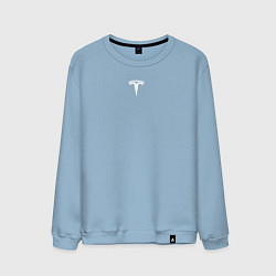 Свитшот хлопковый мужской TESLA WHITE LOGO МИНИМАЛИЗМ, цвет: мягкое небо