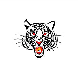 Свитшот хлопковый мужской Агрессивный тигр с монетой Шиба ину в пасти, цвет: белый — фото 2