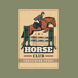 Свитшот хлопковый мужской Конный спорт Horse club, цвет: авокадо — фото 2