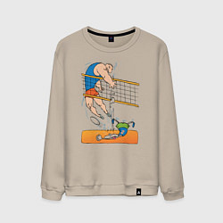 Свитшот хлопковый мужской Мощный волейбольный удар, цвет: миндальный