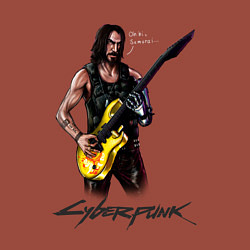 Свитшот хлопковый мужской Cyberpunk 2077 Johnny гитарист, цвет: кирпичный — фото 2