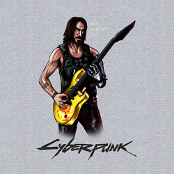 Свитшот хлопковый мужской Cyberpunk 2077 Johnny гитарист, цвет: меланж — фото 2