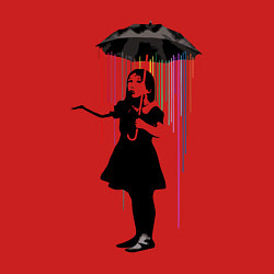 Свитшот хлопковый мужской BANKSY БЭНКСИ девушка под зонтом, цвет: красный — фото 2