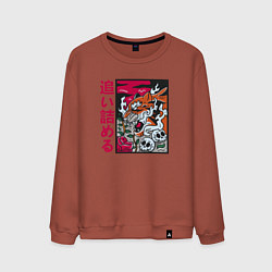 Свитшот хлопковый мужской Японский тигр, цвет: кирпичный