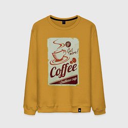 Свитшот хлопковый мужской Coffee Cup Retro, цвет: горчичный