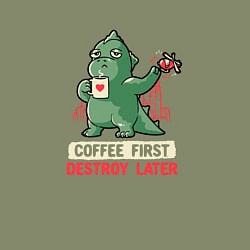 Свитшот хлопковый мужской Coffee First Destroy Later, цвет: авокадо — фото 2