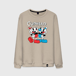 Свитшот хлопковый мужской Cuphead Чашечки, цвет: миндальный