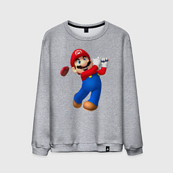 Свитшот хлопковый мужской Марио - крутейший гольфист Super Mario, цвет: меланж