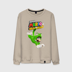 Свитшот хлопковый мужской Luigi cat Super Mario 3D World Nintendo, цвет: миндальный