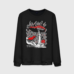 Свитшот хлопковый мужской Мухоморы и томатный узкорот, цвет: черный