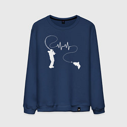 Свитшот хлопковый мужской Сердцебиение рыбалки, цвет: тёмно-синий