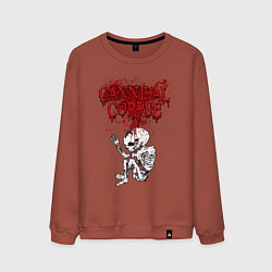 Свитшот хлопковый мужской Cannibal Corpse skeleton, цвет: кирпичный