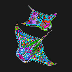 Свитшот хлопковый мужской Скаты с психоделической раскраской, цвет: черный — фото 2