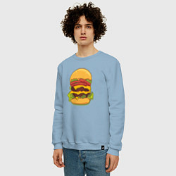 Свитшот хлопковый мужской Самый вкусный гамбургер, цвет: мягкое небо — фото 2