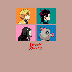 Свитшот хлопковый мужской Клинок, рассекающий демонов Коллаж, цвет: пыльно-розовый — фото 2