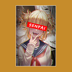 Свитшот хлопковый мужской Надпись Senpai Ahegao, цвет: горчичный — фото 2