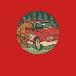 Свитшот хлопковый мужской Медведь и машина в лесу, цвет: красный — фото 2
