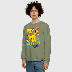 Свитшот хлопковый мужской ПОКЕМОНЫ POKEMON, цвет: авокадо — фото 2