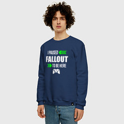 Свитшот хлопковый мужской Fallout I Paused, цвет: тёмно-синий — фото 2