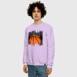 Свитшот хлопковый мужской Баскетбольный мяч в разрыве, цвет: лаванда — фото 2