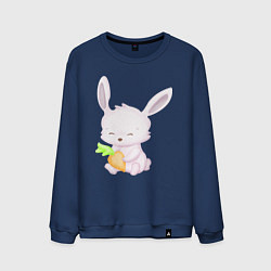 Свитшот хлопковый мужской Милый Крольчонок С Морковкой, цвет: тёмно-синий